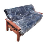 FUTON CAMA DE 3 CUERPOS CON COLCHON EN CUERO ECOLOGICO - Imagen 2